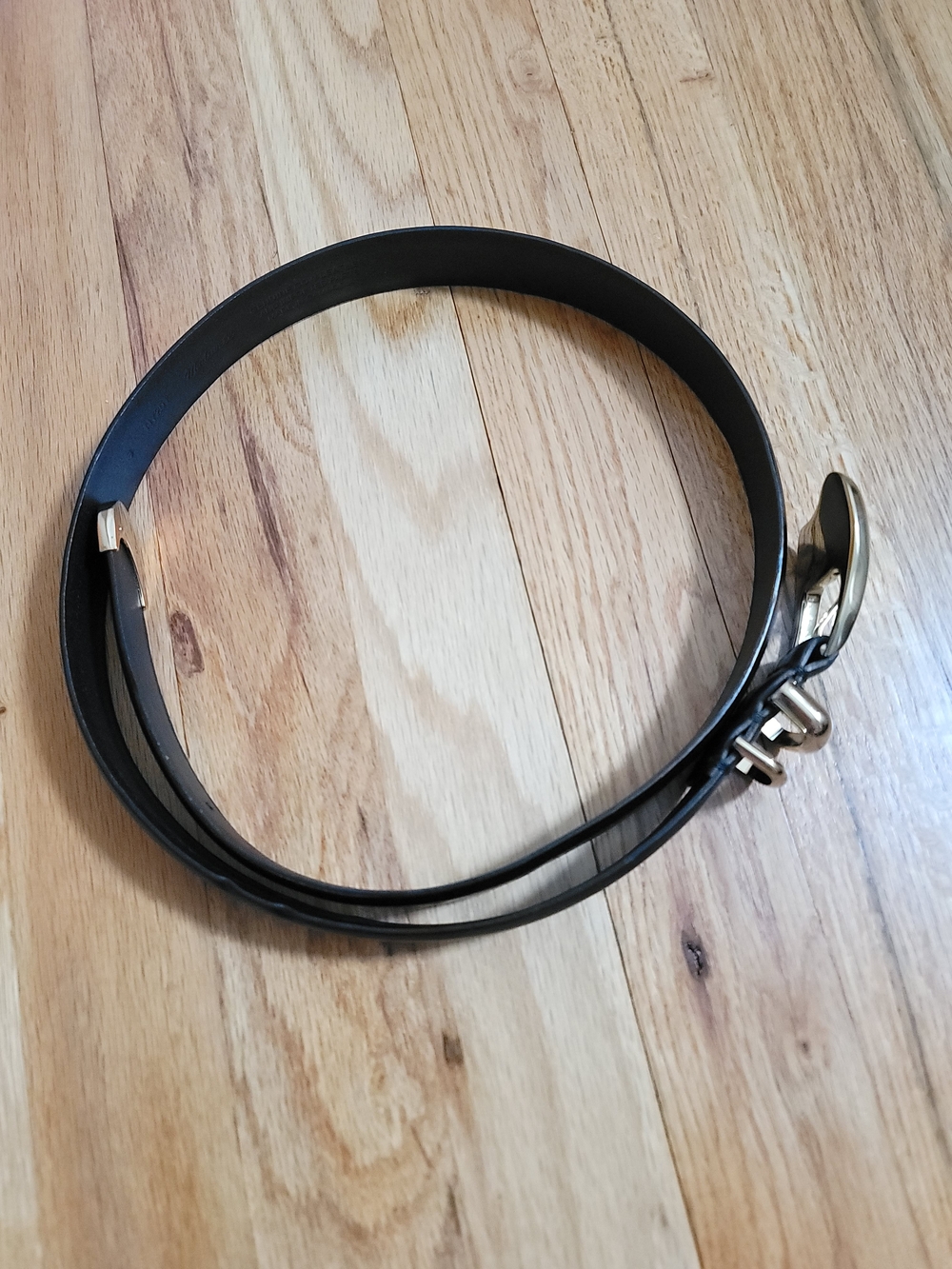 Madewell Sculpted Wavy-Buckle Belt Black Leather Gold Size S Pre-owned - Picture 3 of 10